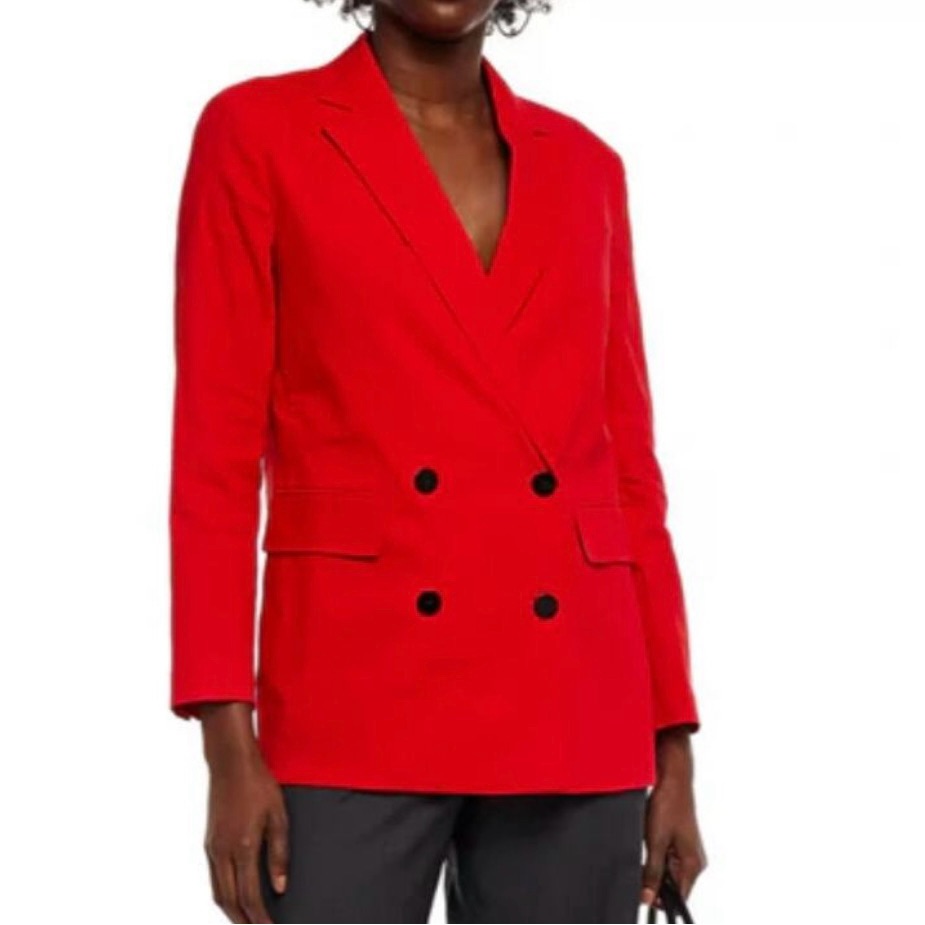 Theory Piazza Jacket In Good Linen Red Size 8 Nwot